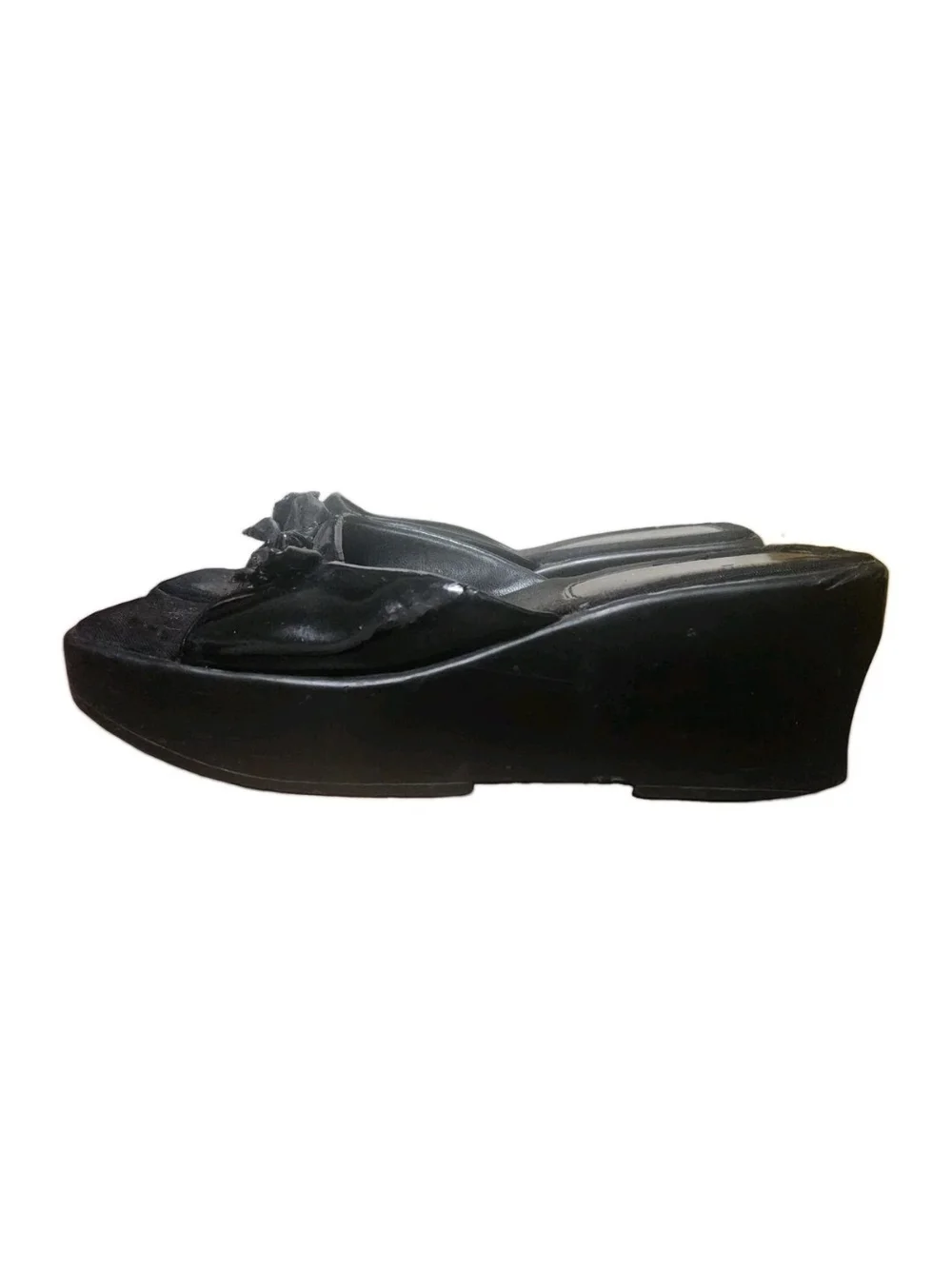 VTG 90s Y2K Lower East Side Slide Sandals 5.5 Bow Wedge Platform Chunky RARE